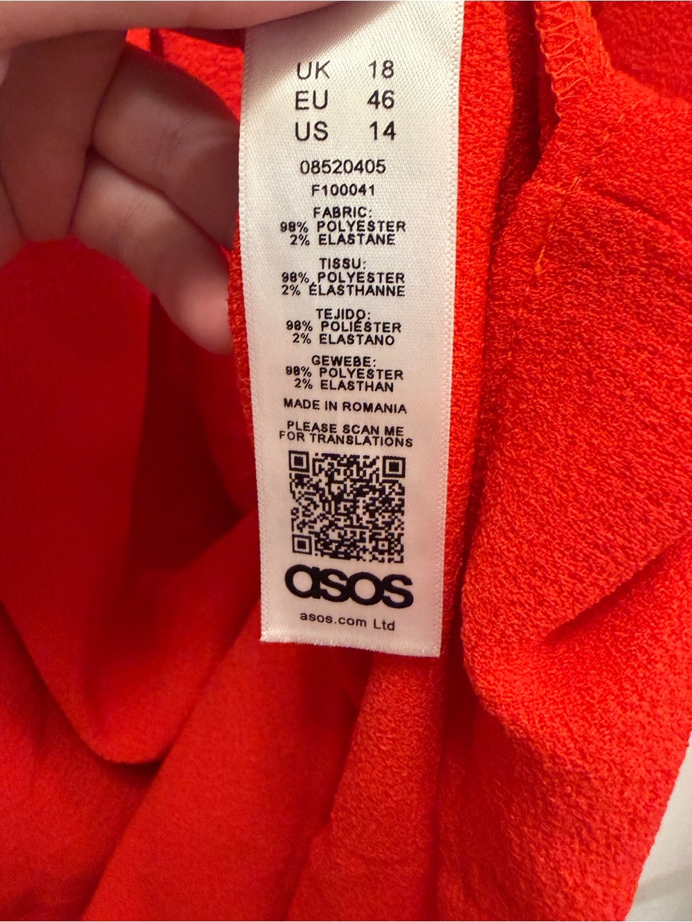 ASOS Red Shift Dress Women’s Short Sleeve Dress Size 14 - Picture 8 of 8